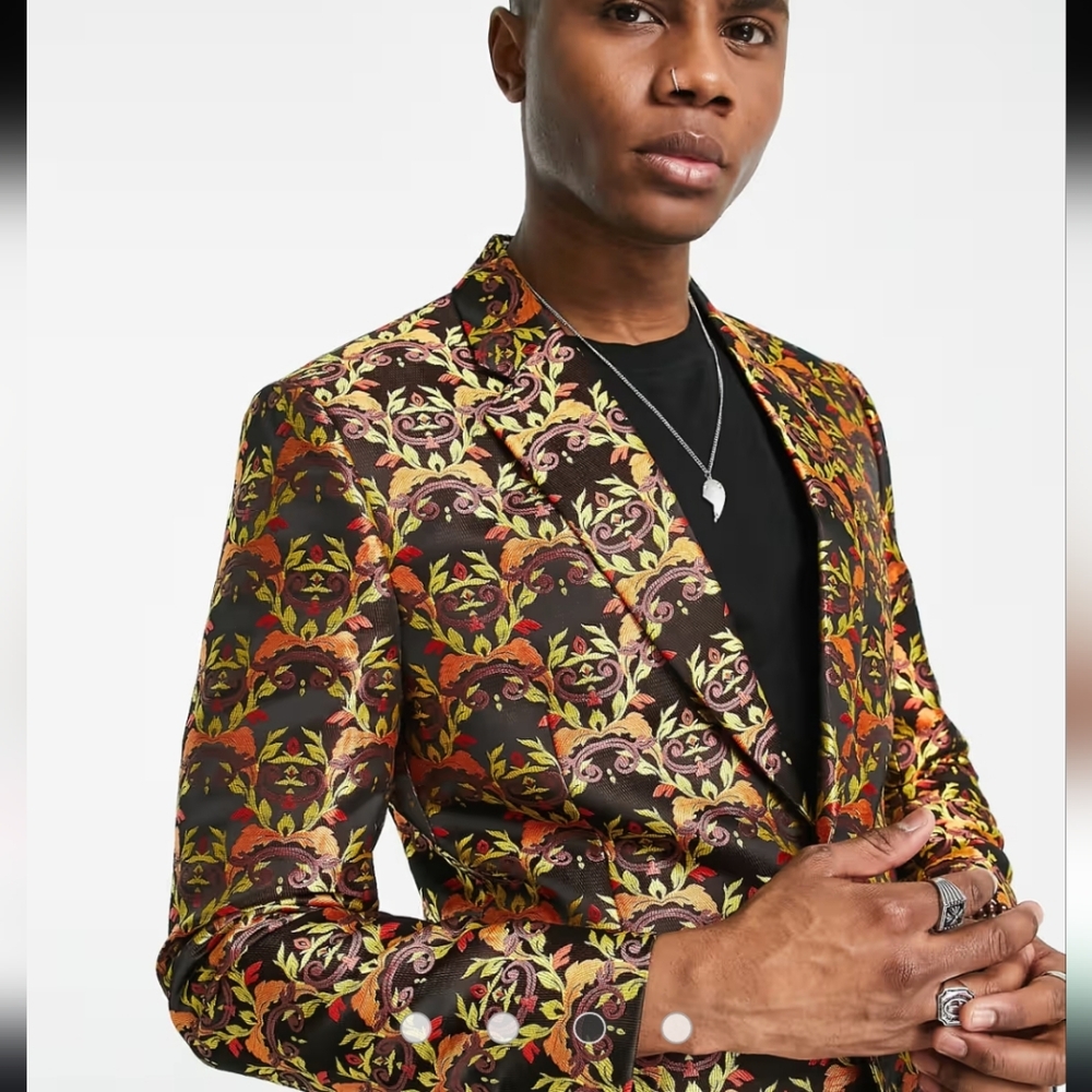 Men's Multicolor Patterned Blazer - image 1
